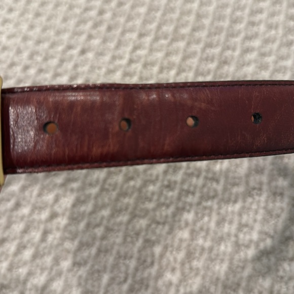 Men’s Brown leather belt. Nordstrom Monticello size 32/80 Polished gold buckle - Picture 6 of 6